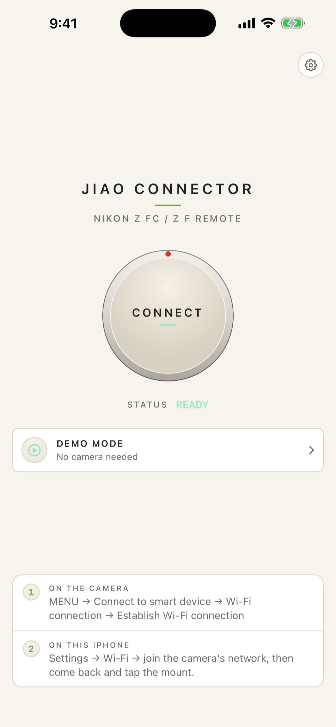 Jiao Connector connection screen · iPhone