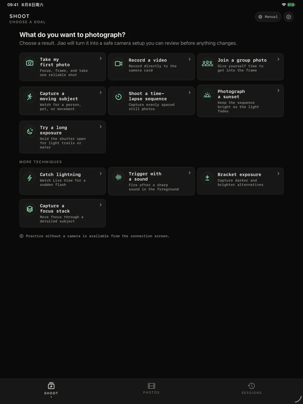 Guided Shooting goals on iPad in dark mode