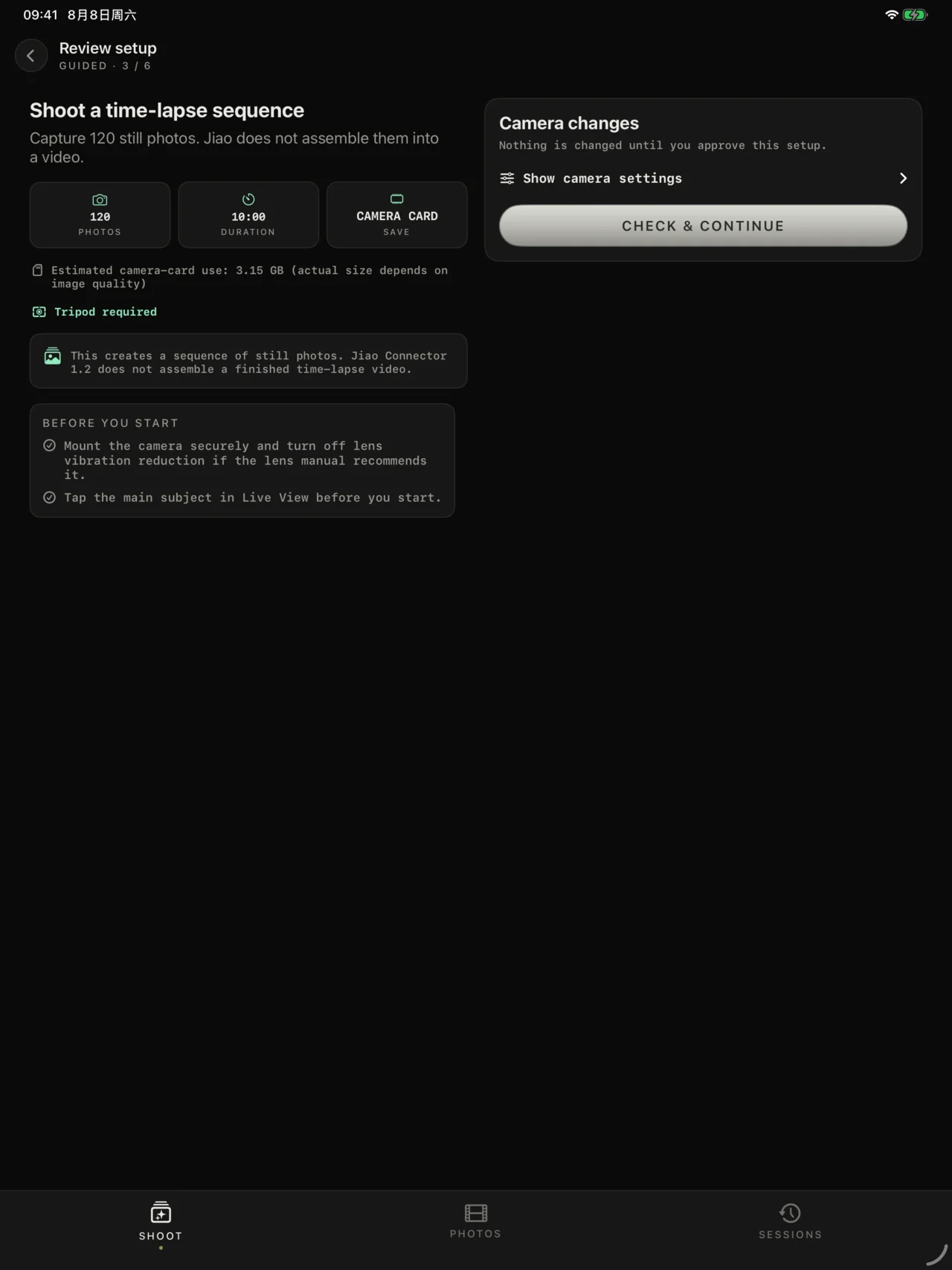Guided Shooting plan designed for iPad