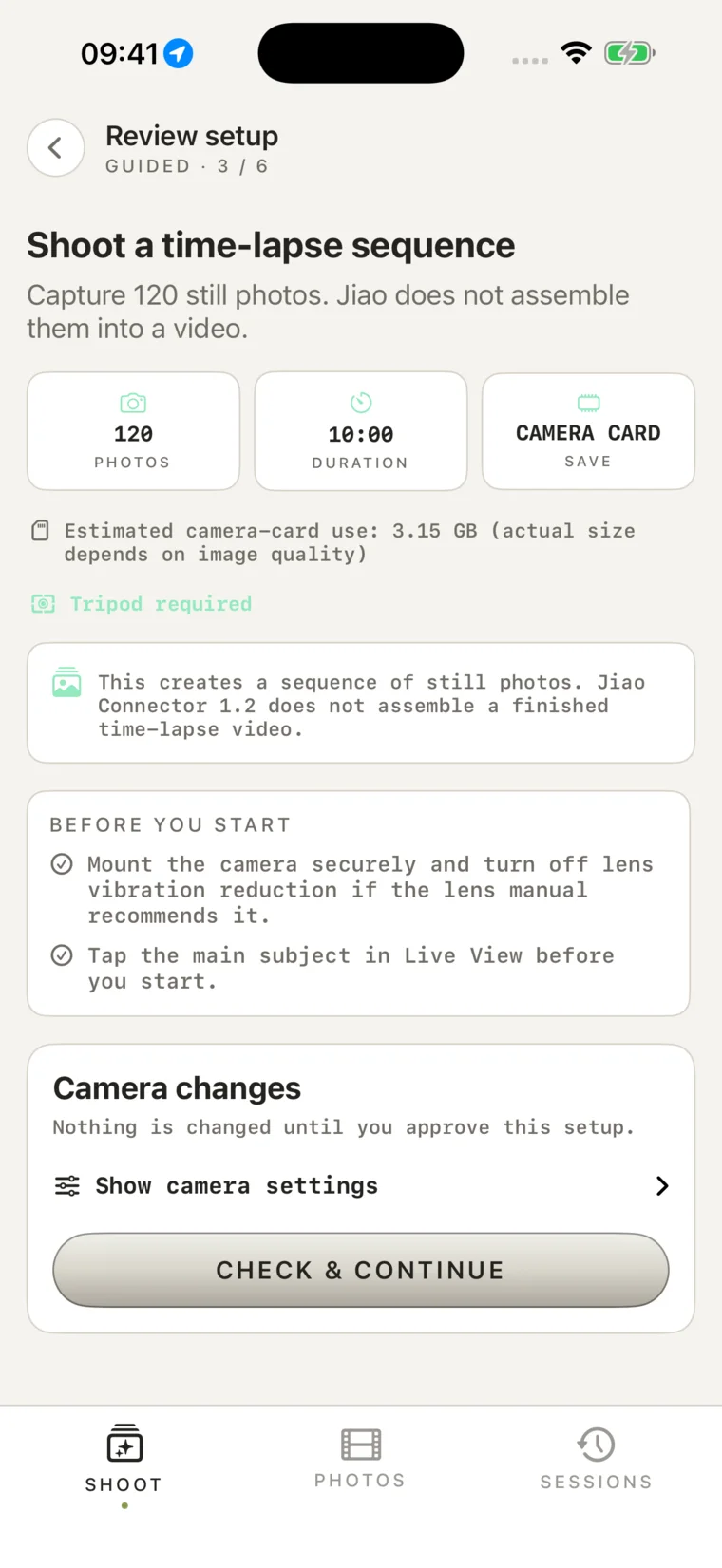 Guided time-lapse plan on iPhone